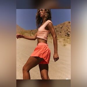 Free People • Movement • Carpe Diem Shorts • Neon Coral
